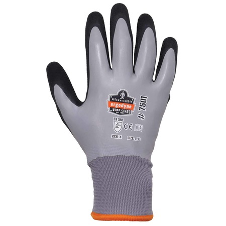 Proflex By Ergodyne Gray Coated Waterproof Winter Work Gloves, 2XL, PK144 7501-CASE